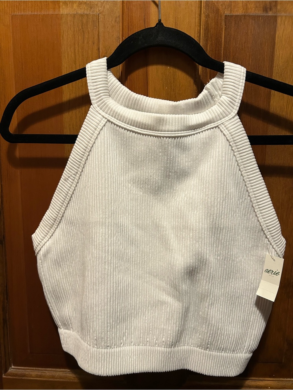 Aerie White Ribbed Crop Top